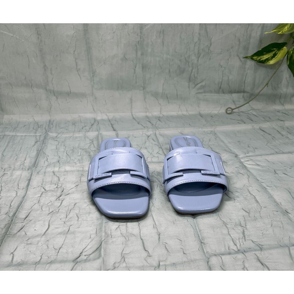 Calvin Klein Women's Tangelo Slip On Dress Flat Sandals - Light Blue 6M - Picture 3 of 6